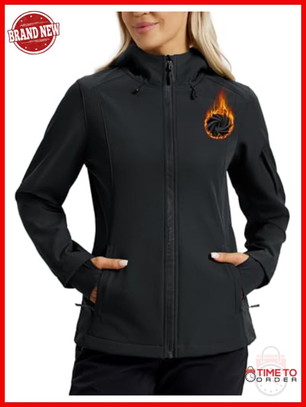 Women's Waterproof Softshell Jacket with Hood Fleece Lined Raincoat